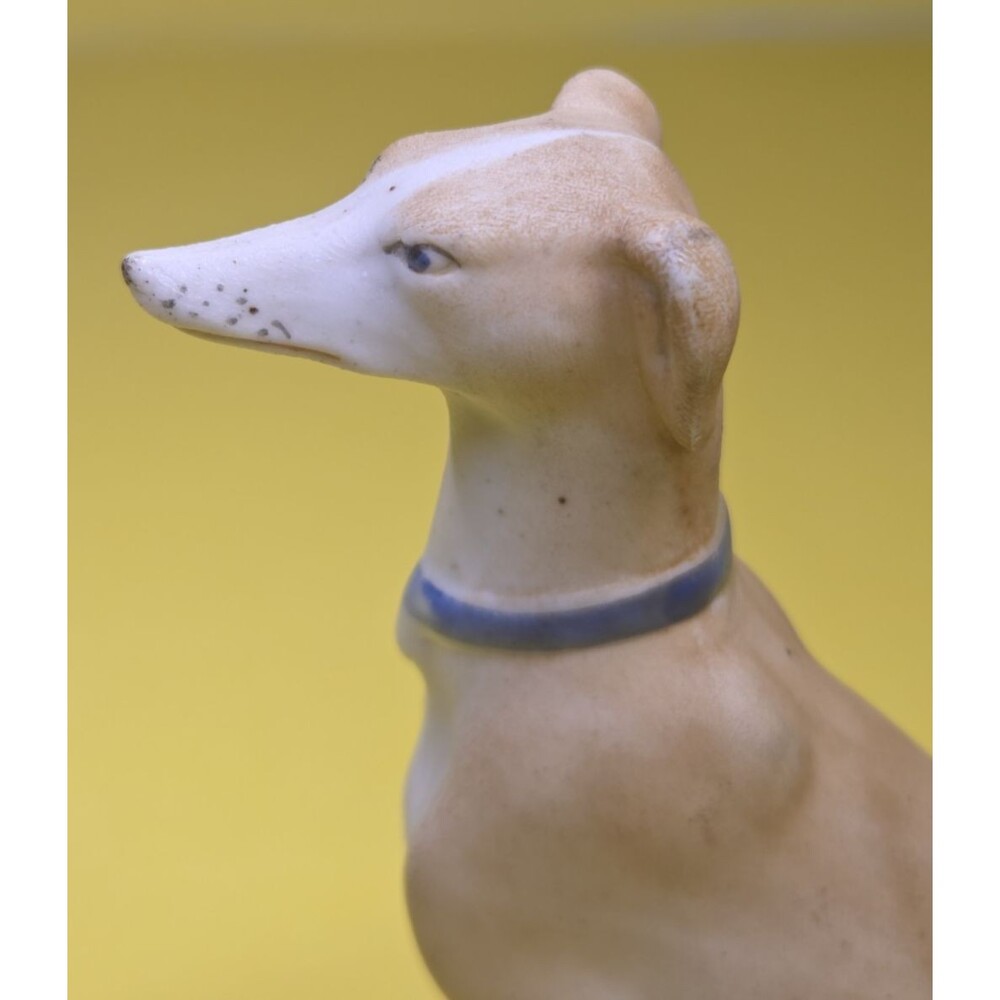 Antique Staffordshire Bisque Porcelain Dog Figurine Whippet Greyhound 5" Pottery - Picture 7 of 16